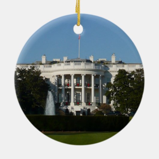 Kerstwit huis in Washington DC Keramisch Ornament (Achterkant)