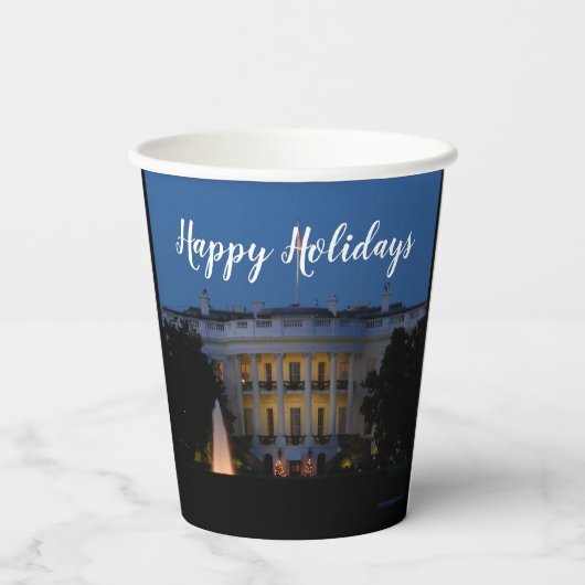 Kerstwit huis in Washington DC Papieren Bekers (Achterkant)