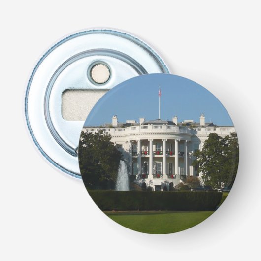 Kerstwit huis voor Feestdagen Washington DC Button Flesopener (Voorkant)