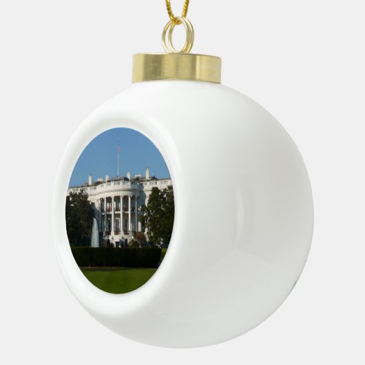 Kerstwit huis voor Feestdagen Washington DC Keramische Bal Ornament (Rechts)