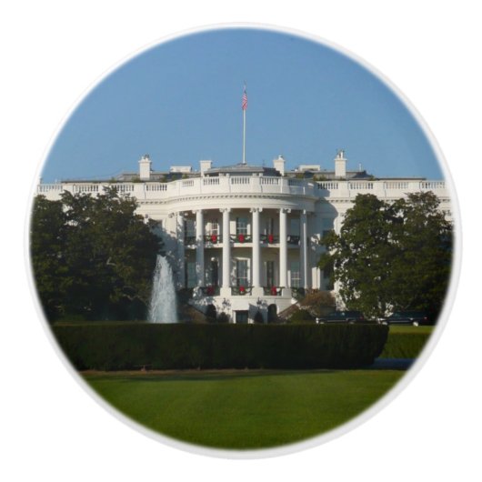 Kerstwit huis voor Feestdagen Washington DC Keramische Knop (Voorkant)