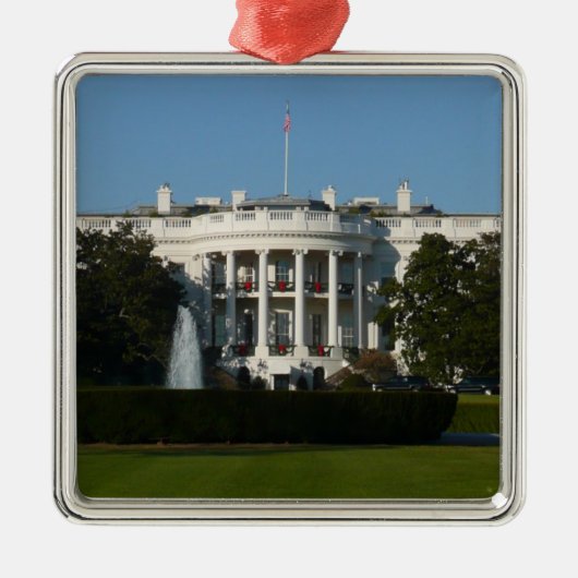Kerstwit huis voor Feestdagen Washington DC Metalen Ornament (Voorkant)