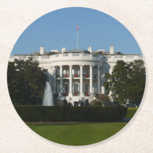 Kerstwit huis voor Feestdagen Washington DC Ronde Kartonnen Onderzetter