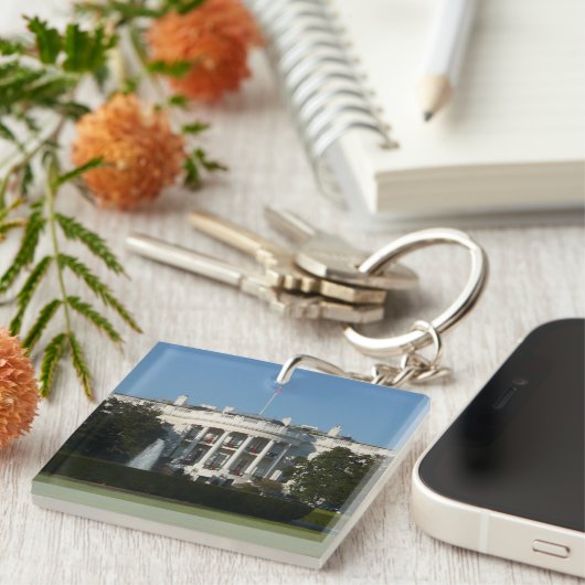 Kerstwit huis voor Feestdagen Washington DC Sleutelhanger (Voorkant Rechts)