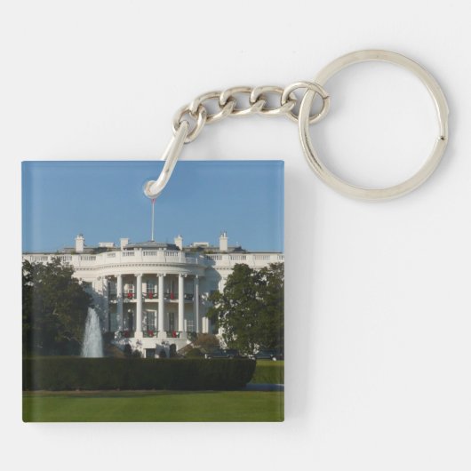 Kerstwit huis voor Feestdagen Washington DC Sleutelhanger (Achterkant)