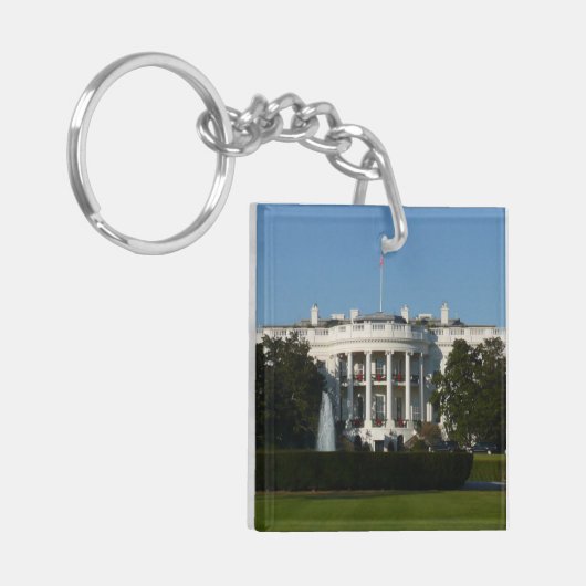Kerstwit huis voor Feestdagen Washington DC Sleutelhanger (Voorkant Links)