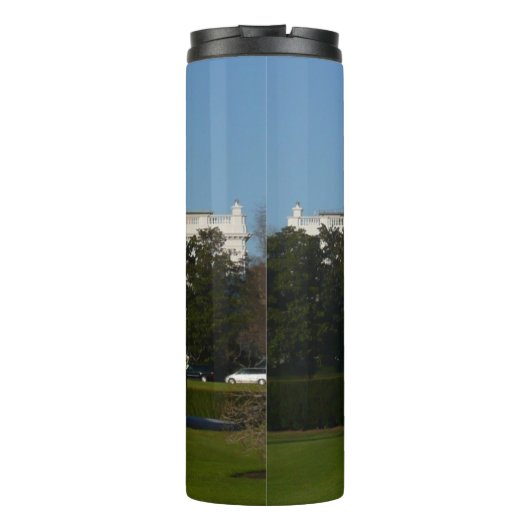 Kerstwit huis voor Feestdagen Washington DC Thermosbeker (Achterkant)