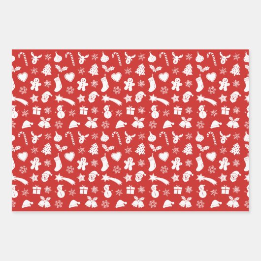 Kerstwit patroon inpakpapier vel (Voorkant)