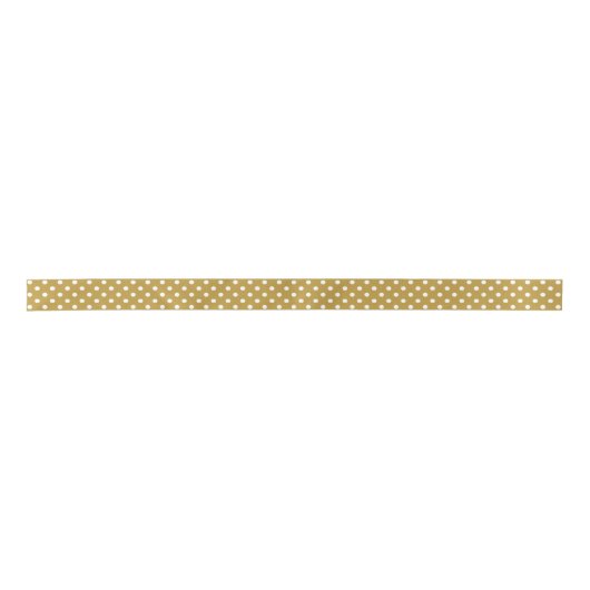 Kerstwit poka Dot Ribbon op Gold Satijnen Lint (Voorkant)