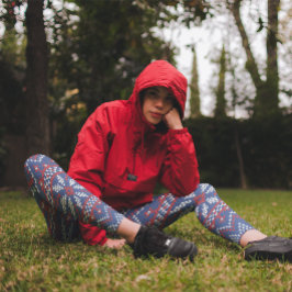 Kerstwit, rood en blauw patroon leggings