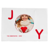 Kerstwit rood, foto eenvoudig minimalistisch groot cadeauzakje (Achterkant)