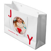 Kerstwit rood, foto eenvoudig minimalistisch groot cadeauzakje (Voorkant Gekanteld)