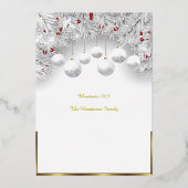 Kerstwit Sneeuwballen Echte Folie  Folie Feestdagenkaart (Achterkant)