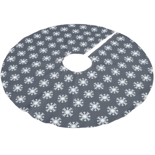 Kerstwit Snowflake Patroon Donkerblauw Kerstboom Rok (Gekanteld)