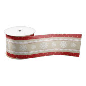 Kerstwit Snowflake Red Polka Dot Pattern Satijnen Lint (Spoel)