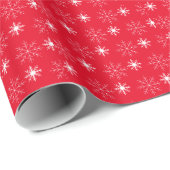 Kerstwit Snowflake Red Wrapping Paper Cadeaupapier (Rol Hoek)