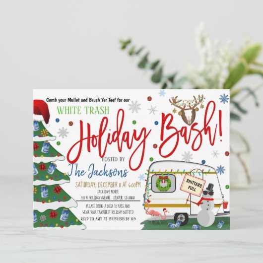 Kerstwit Uitnodiging tot kerstmis (Staand voorkant)