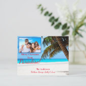 Kerstwit zand blauwe waterpalmboom en jij! briefkaart (Staand voorkant)