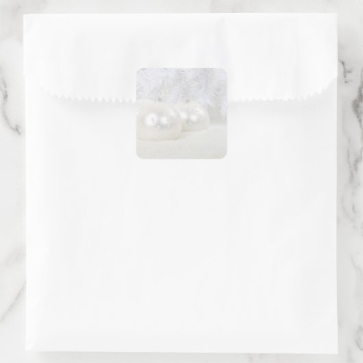 Kerstwitte achtergrond vierkante sticker (Tas)