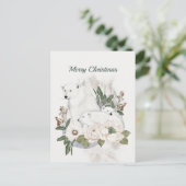 Kerstwitte Beren Floral Waterverf Feestdagenkaart (Staand voorkant)