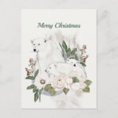 Kerstwitte Beren Floral Waterverf Feestdagenkaart (Voorkant)