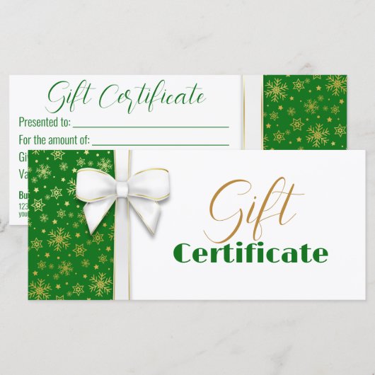 Kerstwitte boer Groene Luxury Gold Snowflakes (Voorkant / Achterkant)