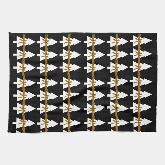 Kerstwitte bomen Bows Kitchen Towels Black Theedoek (Horizontaal)