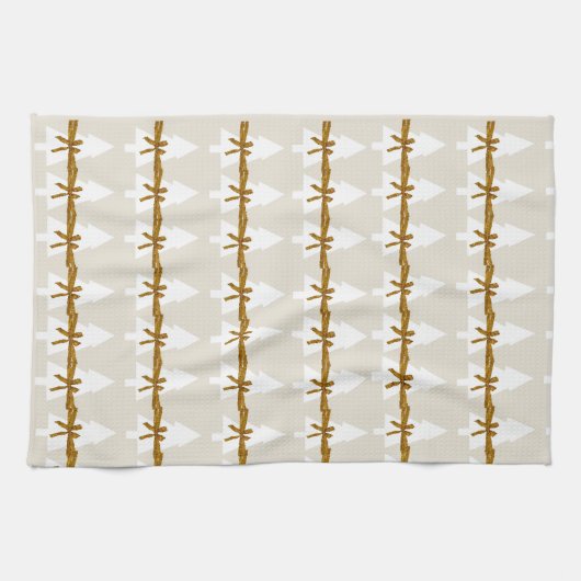 Kerstwitte bomen met Bows Kitchen Towels Theedoek (Horizontaal)