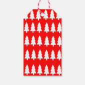 Kerstwitte bomen Rood Labels Rood Cadeaulabel (Voorkant)