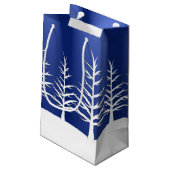 Kerstwitte bomen sneeuw klein cadeauzakje (Achterkant Gekanteld)