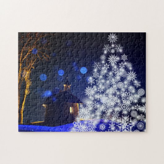 Kerstwitte boom legpuzzel (Horizontaal)