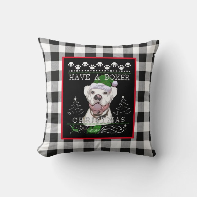 kerstwitte boxer Dog Kussen (Voorkant)