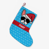 Kerstwitte Bulldog Kleine Kerstsok (Voorkant (Hangend))