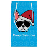 Kerstwitte Bulldog Small Gift Bag Klein Cadeauzakje (Voorkant)