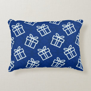 Kerstwitte Cadeaus met blauwe achtergrond Accent Kussen