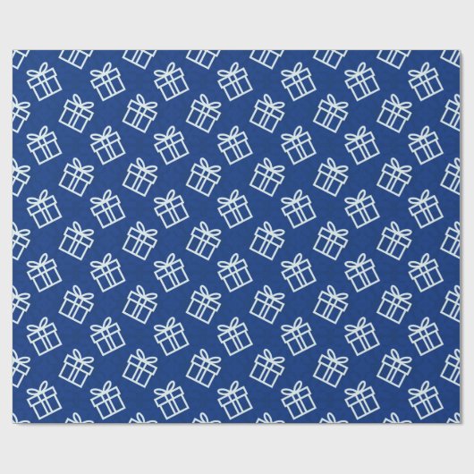 Kerstwitte Cadeaus met blauwe achtergrond Cadeaupapier (Vlak)