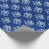 Kerstwitte Cadeaus met blauwe achtergrond Cadeaupapier (Hoek)