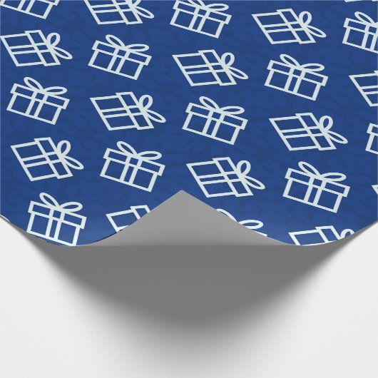 Kerstwitte Cadeaus met blauwe achtergrond Cadeaupapier (Hoek)
