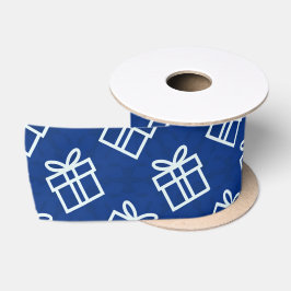 Kerstwitte Cadeaus met blauwe achtergrond Satijnen Lint