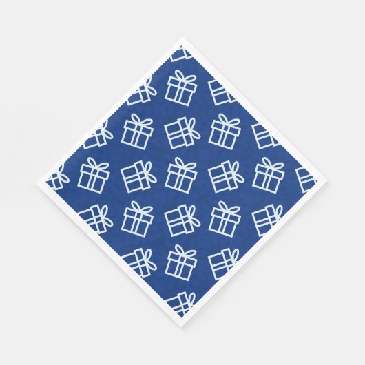 Kerstwitte Cadeaus met blauwe achtergrond Servet (Hoek)