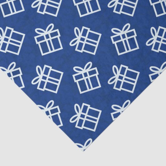 Kerstwitte Cadeaus met blauwe achtergrond Tissuepapier (Detail)