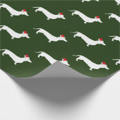 Kerstwitte dachshonden en kerstmanden cadeaupapier (Hoek)
