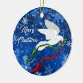 kerstwitte dove keramisch ornament (Links)