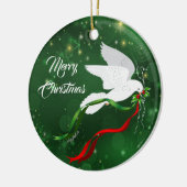 kerstwitte dove keramisch ornament (Links)