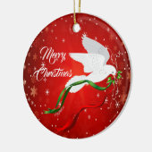 kerstwitte dove keramisch ornament (Links)