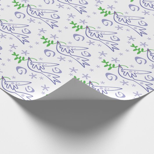 Kerstwitte dove op aarde cadeaupapier (Hoek)