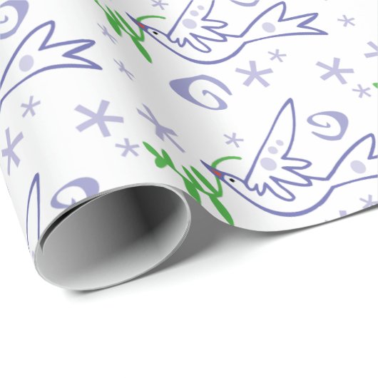 Kerstwitte dove op aarde cadeaupapier (Rol Hoek)