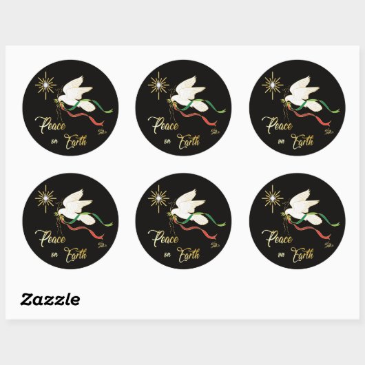 kerstwitte dove ronde sticker (Vel)