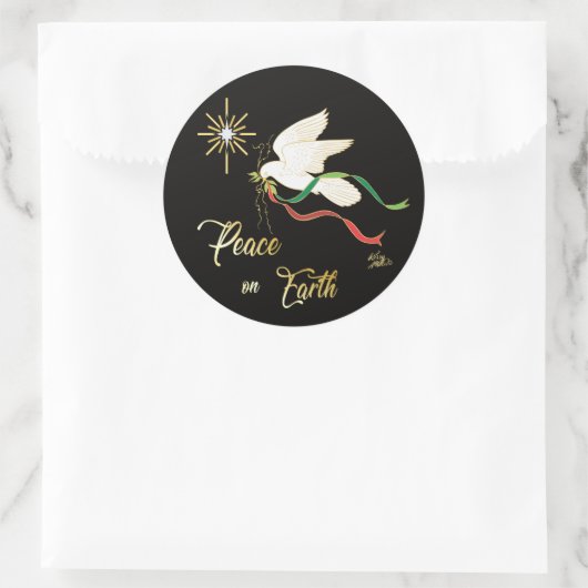 kerstwitte dove ronde sticker (Tas)