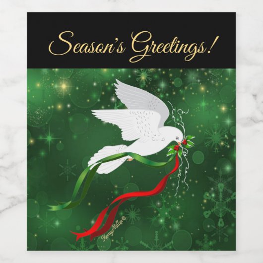 kerstwitte dove Wijnlabel Wijn Etiket (Enkel label)